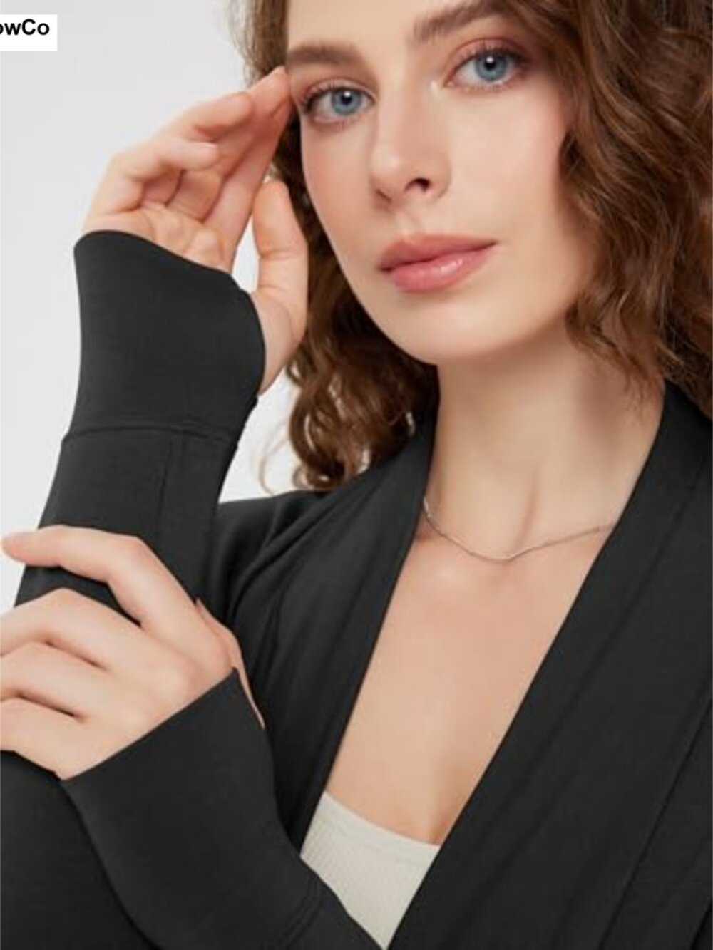 Open Front Drape Cardigan Cozy Soft Long Sleeve Wrap with Pockets - Picture 2 of 5